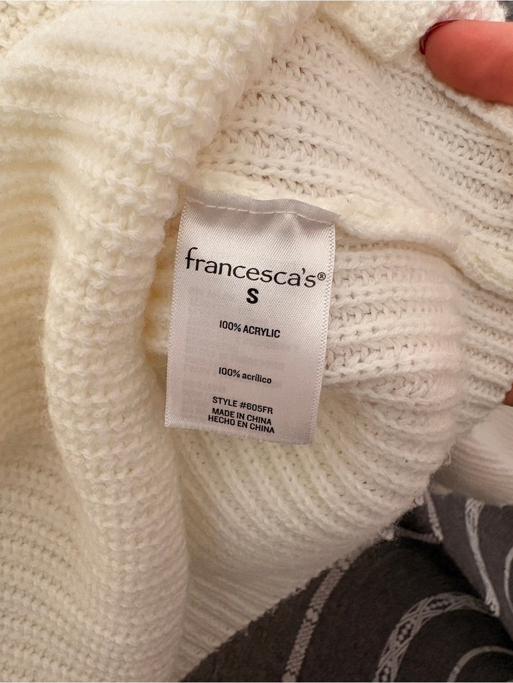 Francesca's Cream Ribbed Knit Sweater - Picture 5 of 7